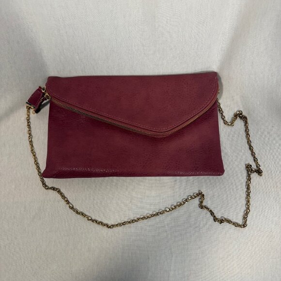 Source Unknown Handbags - Mauve Crossbody Purse Convertible Clutch Detachable Strap Minimal Bag